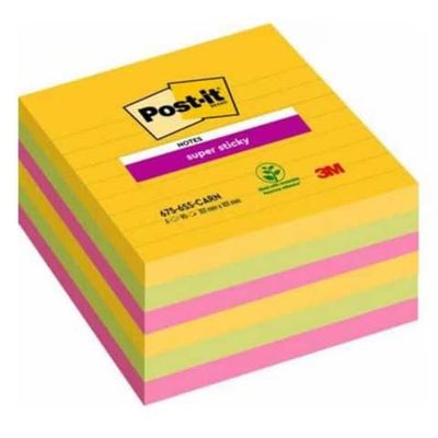 Foglietti Post-it Super Sticky Notes Rio de Janeiro a righe assortiti conf. 6 blocchetti da 90 ff - 675-SS6RIO-EU