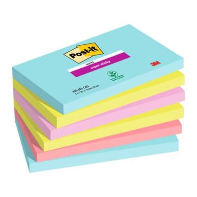 Foglietti riposizionabili Post-it Super-Sticky Miami 76x127mm assortiti conf. 6 blocch. da 90 ff - 655-6SS-MIA