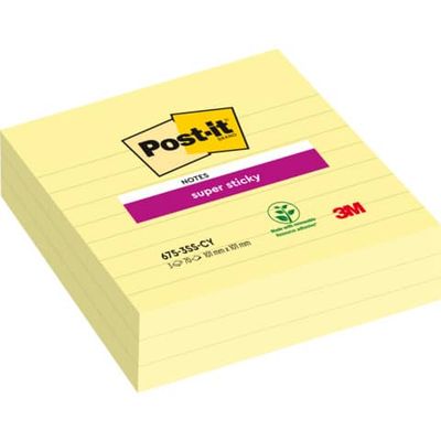 Foglietti riposizionabili Post-it Super-Sticky XL a righe 10x10 cm 70 ff Giallo Canary?  conf. 3 pz 675-SS3-CY-EU