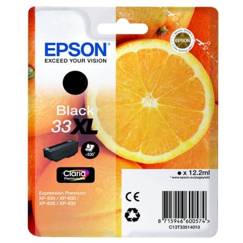 Cartuccia inkjet alta capacit ink pigmentato Arance T33XL Epson nero C13T33514012
