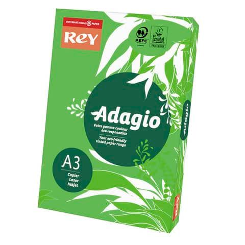 Carta colorata A3 Sylvamo Rey Adagio 160 g/m verde intenso 52 - Risma da 250 fogli - ADAGI160X500
