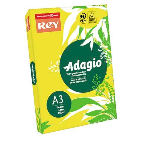 Carta colorata A3 Sylvamo Rey Adagio 160 g/m giallo intenso 66 - Risma da 250 fogli - ADAGI160X502