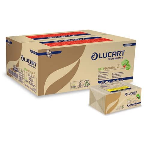 Asciugamani piegati a &#39;&#39;Z&#39;&#39; Lucart EcoNatural Z 23x23,5 cm avana conf. da 220 ff - 864036P