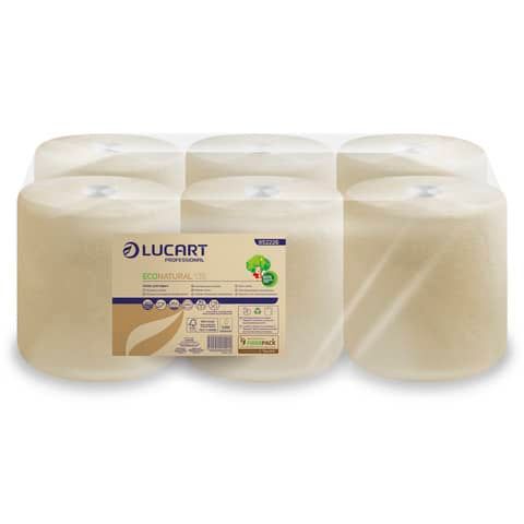 Asciugamani industriali multiuso 2 veli Lucart EcoNatural 135 m 2 veli avana 6 rotoli da 450 strappi - 852226A