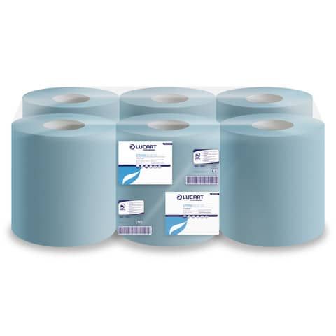 Asciugamani industriali multiuso 2 veli Lucart blu 21 cm x 135 m 6 rotoli da 450 strappi - 852105