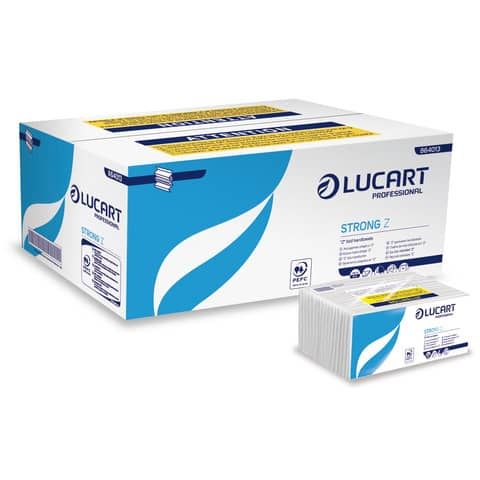 Asciugamani piegati a &#39;&#39;Z&#39;&#39; Lucart Strong Z 23x23,5 cm 2 veli fascetta da 220 ff - 864013W