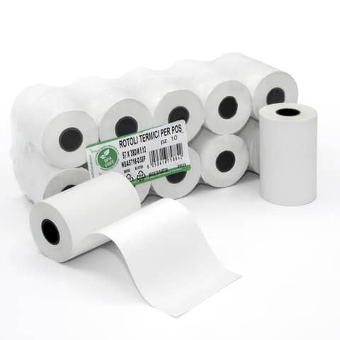Rotoli POS Rotolificio Pugliese BPA Free Exclusive carta termica 57 mm x 20 m 48 g/m f. 12 mm - cf. 10 pz - 5720-D40P