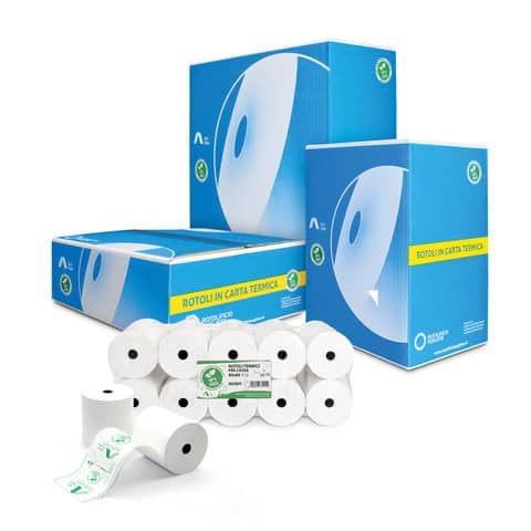 Rotoli registratore di cassa Rotolificio Pugliese Exclusive BPA FREE 57 mm x 60 m 55 g/m - f. 12 mm conf. 10 pz NBA5760TQ