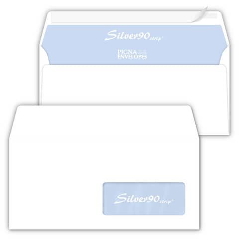 Buste con finestra Pigna Envelopes Silver90 Strip 90 g/m 110x230 mm bianco Conf. 50 buste - 0062711