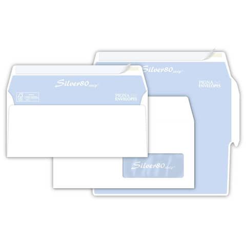 Buste con finestra Pigna Envelopes Silver80 80 g/m 110x230 mm bianco conf. 500 - 0097584