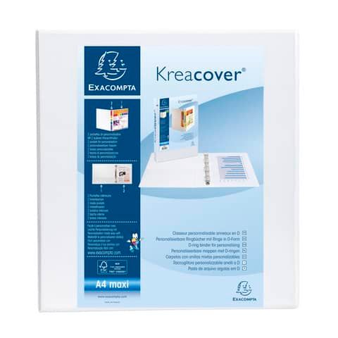 Raccoglitore personalizzabile Exacompta A4 maxi Kreacover bianco 4 anelli a D 60 mm - 51945E