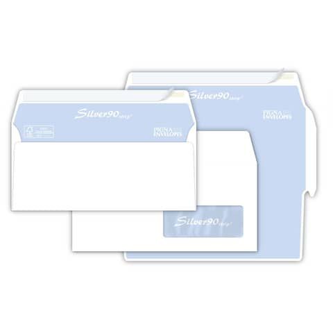 Buste con finestra Pigna Envelopes Silver90 90 g/m 110x230 mm bianco conf. 500 - 0170578