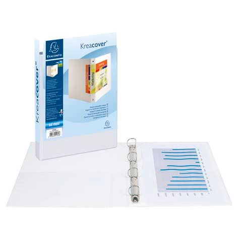 Raccoglitore personalizzabile Exacompta A4 maxi Kreacover bianco 4 anelli a D 40 mm - 51943E