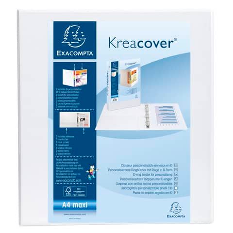 Raccoglitore personalizzabile Exacompta A4 maxi Kreacover bianco 4 anelli a D 50 mm - 51944E