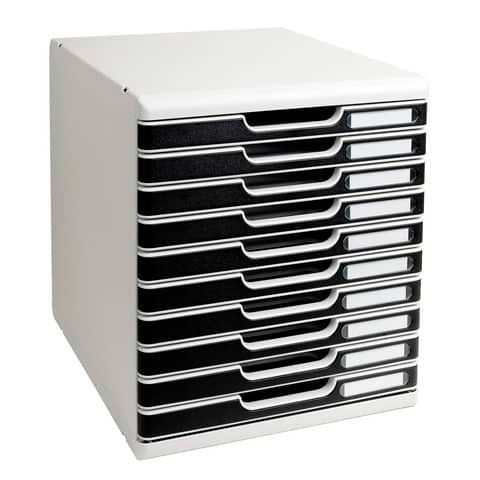 Cassettiera Exacompta MODULO Classic 10 cassetti 28,8x35x32 cm grigio/nero 302014D