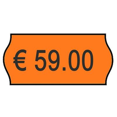 Rotolo da 1000 etichette per prezzatrice Printex sagomate 26x12 mm arancio perm. conf. 10 rotoli - 2612sfp10ar