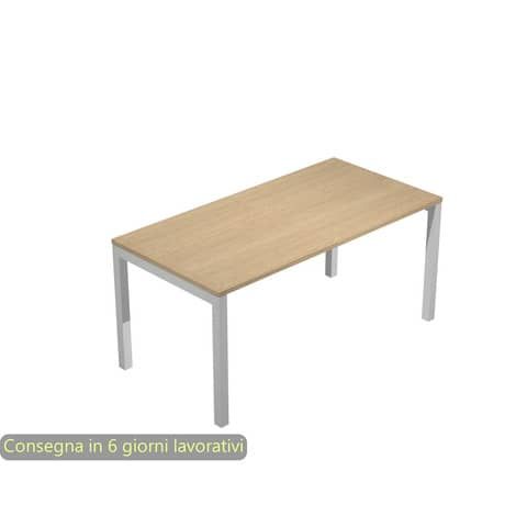 Scrivania open space piano rovere 160x80x72,5 cm gamba a ponte in metallo grigio Bridge Artexport SOL160/C-AA