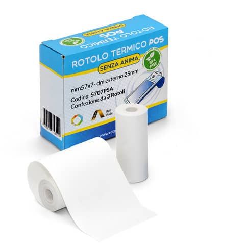 Rotoli POS Rotolificio Pugliese BPA Free Exclusive senza anima 57 mm x 7 m - d. 25 mm - conf. 3 rotoli - 5707PSA