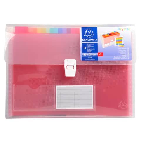 Classificatore Crystal Colours chiusura scatto 33x25 cm - 13 scomparti - cristallo - 55298E
