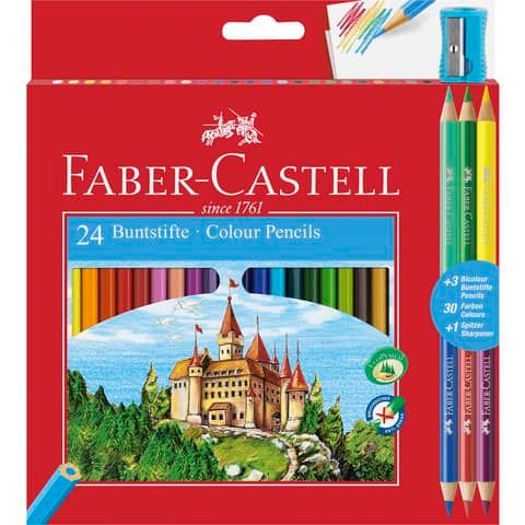 Matite colorate Faber-Castell Eco Il Castello Conf. 24 + 3 Bicolor - 110324