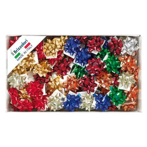 Stelle adesive per pacchi regalo Brizzolari 6,5 mm  35 mm assortiti lucido  conf. 100 - 2970
