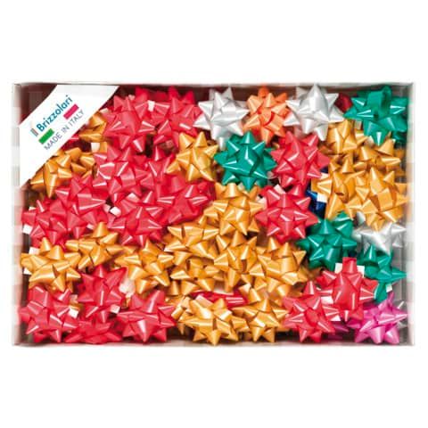 Stelle adesive per pacchi regalo Brizzolari 14 mm  65 mm assortiti opaco conf. 100 - 3100