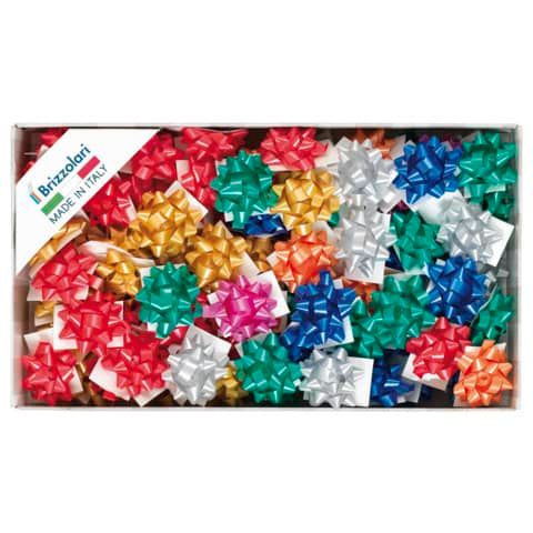Stelle adesive per pacchi regalo Brizzolari 6,5 mm  35 mm assortiti opaco  conf. 100 - 2900