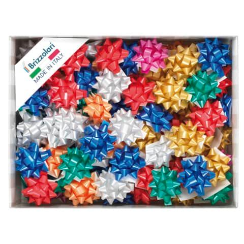 Stelle adesive per pacchi regalo Brizzolari 10 mm  50 mm assortiti opaco conf. 100 - 3000