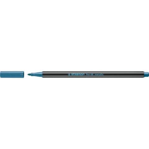 Pennarelli Stabilo Pen 68 metallic 1 mm  blu metallizzato - 68/841