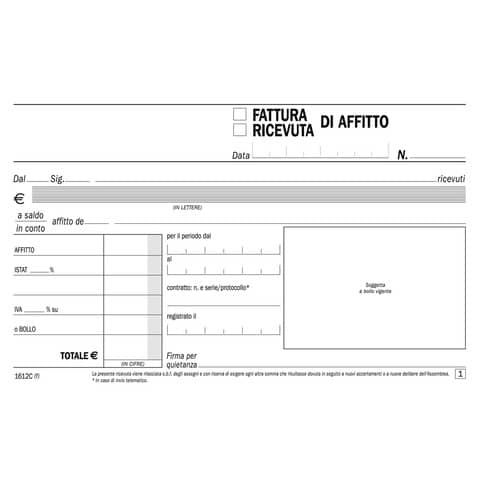 Blocco ricevute-fatture di affitto flex 10x16,8 cm - 50x2 copie autoricalcanti DU1612C0000