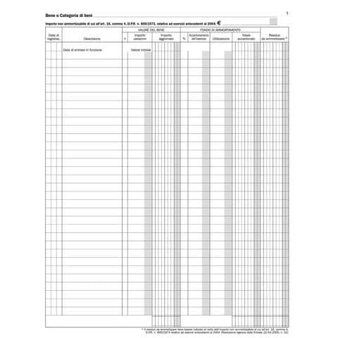 Registro Beni Ammortizzabili data ufficio - 100 pag - 31x24,5 cm DU136826000