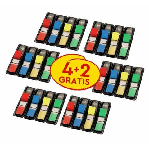 Post-it Index Mini con dispenser rosso,verde, blu, giallo VALUE PACK 4+2 - 683- 4+2