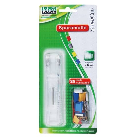 Sparamolle lebez Superclip fino a 30 ff. trasparente. Con 25 molle 1060