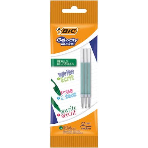 Refill BIC Gelocity Illusion Pouch 0,7 mm verde Conf. 3 pezzi - 964822
