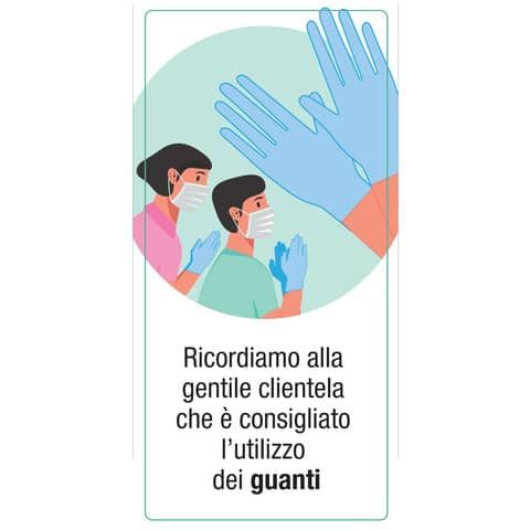 Adesivo segnaletico &#39;&#39;Ricordiamo alla clientela che  consigliato l&#39;utilizzo dei guanti&#39;&#39; 15x30 cm - 30031