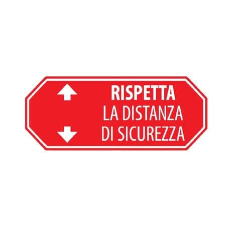 Adesivo di segnaletica a terra &#39;&#39;Rispetta la distanza di sicurezza - 1 m&#39;&#39; 80x40 cm rosso/bianco/blu - 30018
