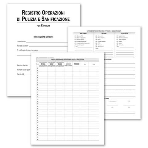 Registro operazioni di pulizia e sanificazione per cantieri Data Ufficio 28 pg -  31x24,5 cm - DU3219C0100
