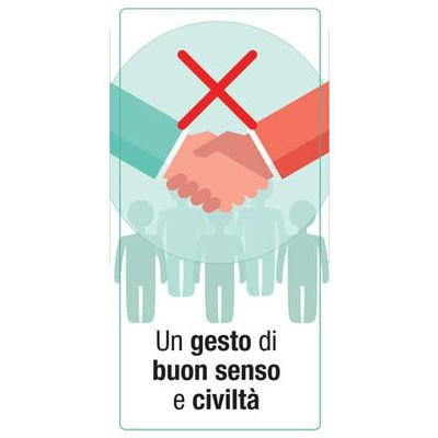 Adesivo segnaletico &#39;&#39;Un gesto di buon senso e civilt&#39;&#39; (logo vietata stretta di mano) 15x30 cm multicolore - 30027