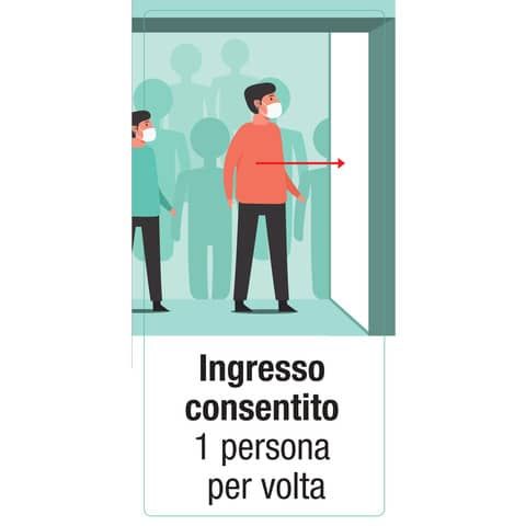 Adesivo segnaletico &#39;&#39;Ingresso consentito 1 persona per volta&#39;&#39; 15x30 cm multicolore - 30026