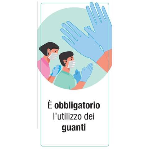 Adesivo segnaletico &#39;&#39; obbligatorio l&#39;utilizzo dei guanti&#39;&#39; 15x30 cm multicolore - 30034