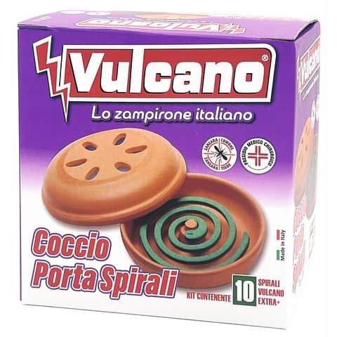 Insetticida zampirone per esterni Vulcano conf. 10 spirali + supporto in coccio - 18206