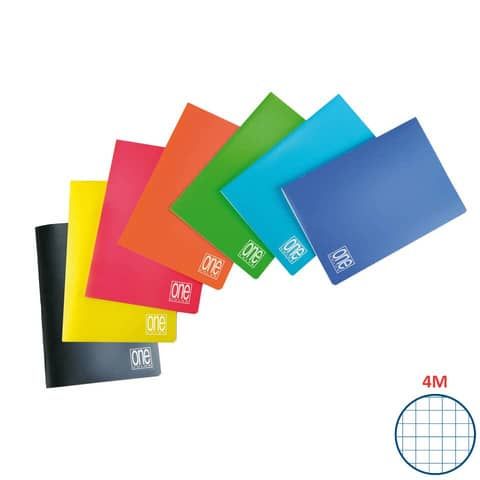 Quaderno Maxi One A4 punto metallico Color PM PPL 80 gr rigatura 4M 20ff+1 colori  assortiti - 5569