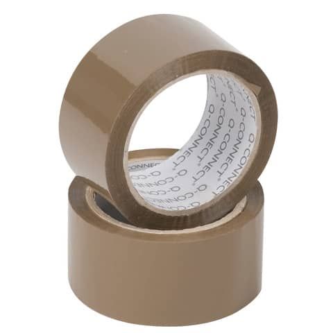 Nastro adesivo da imballo Q-Connect 50 mm x 100 m Avana - svolgimento silenzioso - conf. 6 pezzi - KF15161