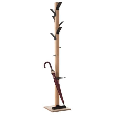Appendiabiti da terra in legno Paperflow Wood Range Modello A  35x35x178 cm  6 ganci poliestere neri - K700001