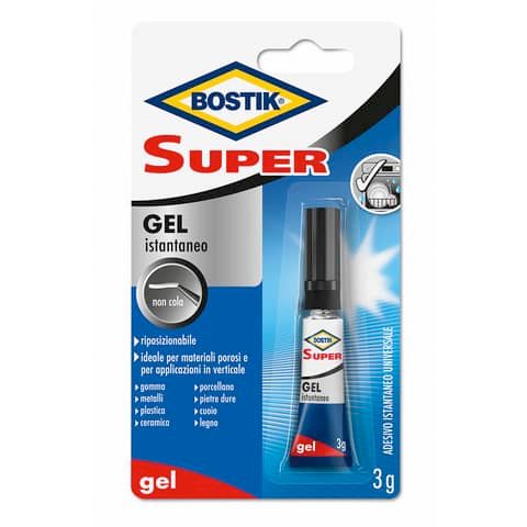 Adesivo invisibile Bostik Super Gel istantaneo - tubetto 3 gr D2740