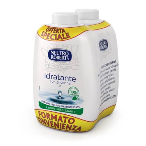 Ricarica sapone Neutro Roberts Idratante con glicerina - 200 ml Conf 2 pezzi - R908767