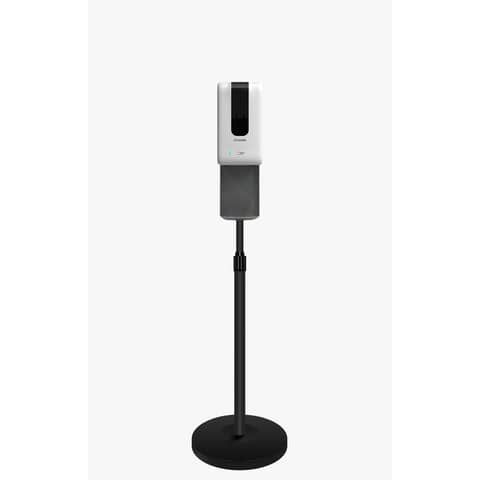 Piantana con dispenser gel igienizzante touchless 1200 ml struttura in metallo nero e salva goccia h. 96-150 cm - MS003
