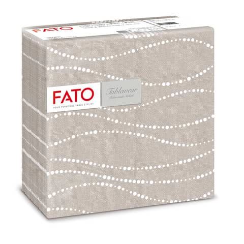 Tovaglioli piegati 1 velo Fato Tablewear 40x40 cm  pura cellulosa decoro Perle tortora conf. 50 pezzi - 88446600