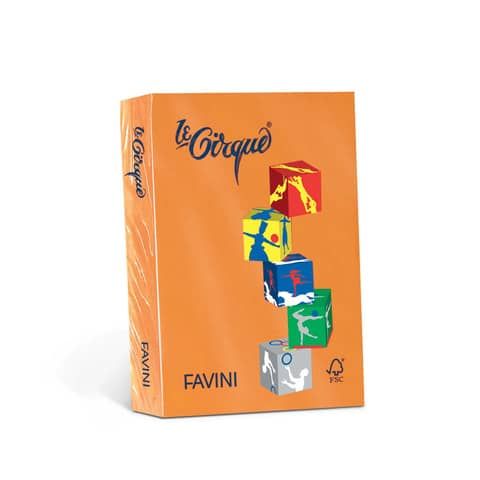 Carta colorata Favini Le Cirque A3 160  g/m colori forti Arancio Tropico 205 - risma da 250 fogli - A74E223