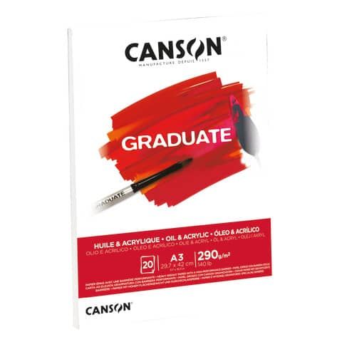 Blocco da disegno Canson per olio e acrilico bianco 290 g/m A3 - 10 fogli C400110381